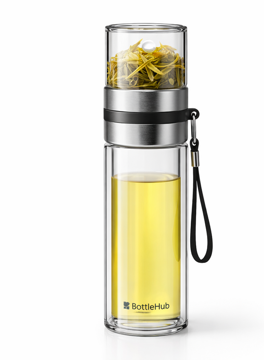 Tea Soaking Bottle - Leakproof Double-Wall Insulated Glass