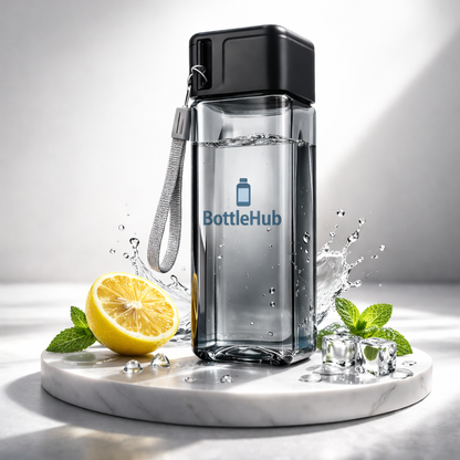 Clear Square Water Bottle – Lightweight & Portable