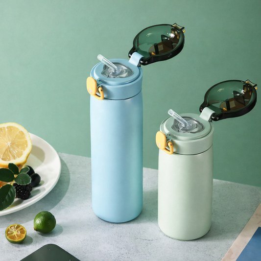 460ml Portable Stainless Steel Thermos Mug with Straw